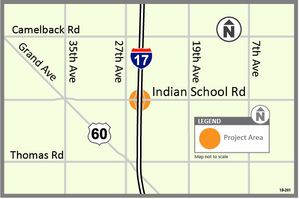 I-17: Indian School Road Traffic Interchange Study Map