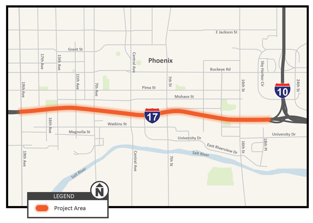 I-17 Black Canyon Freeway Auxiliary Lane Improvement Map