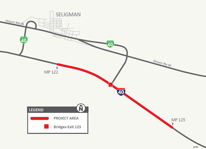 Interstate 40: East Seligman Bridge Decks Replacement Map