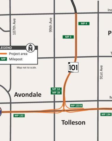 Map Interstate 10 and Loop 101 System Interchange 