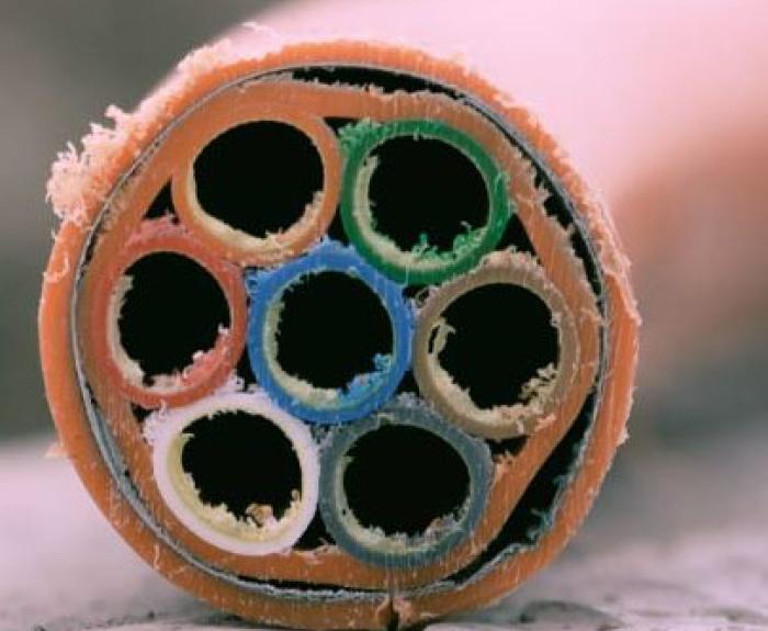Inside of fiber-optic conduit