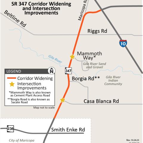 SR 347 Corridor Widening Intersections Map