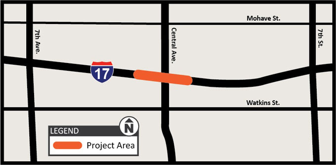 I-17: Central Avenue Bridge Replacement Study Map