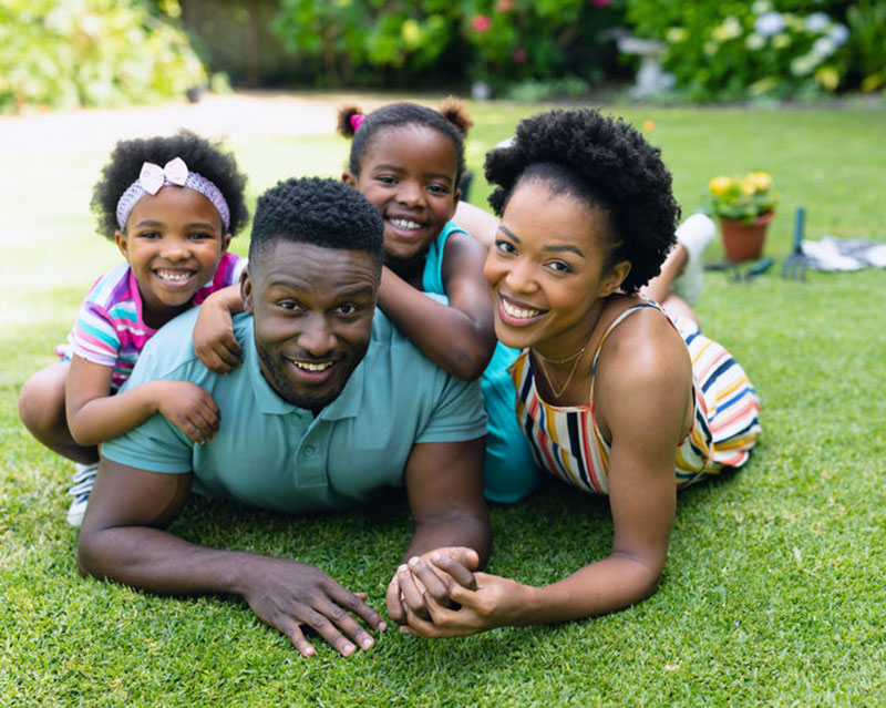 Family with children in the park