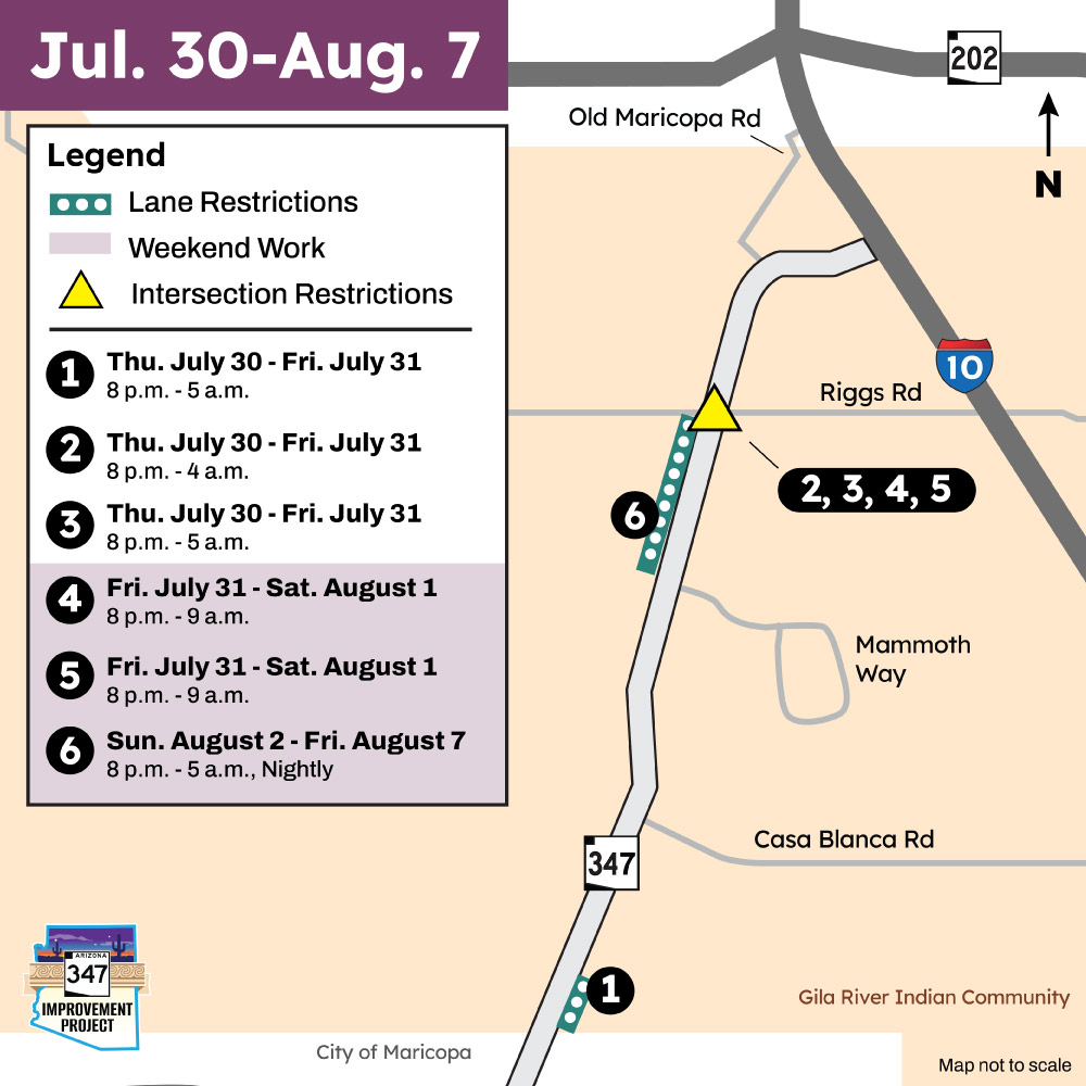 State Route 347 lane restrictions Map
