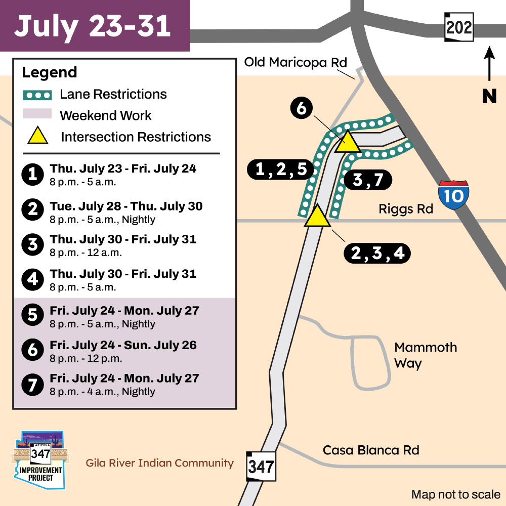 State Route 347 lane restrictions Map