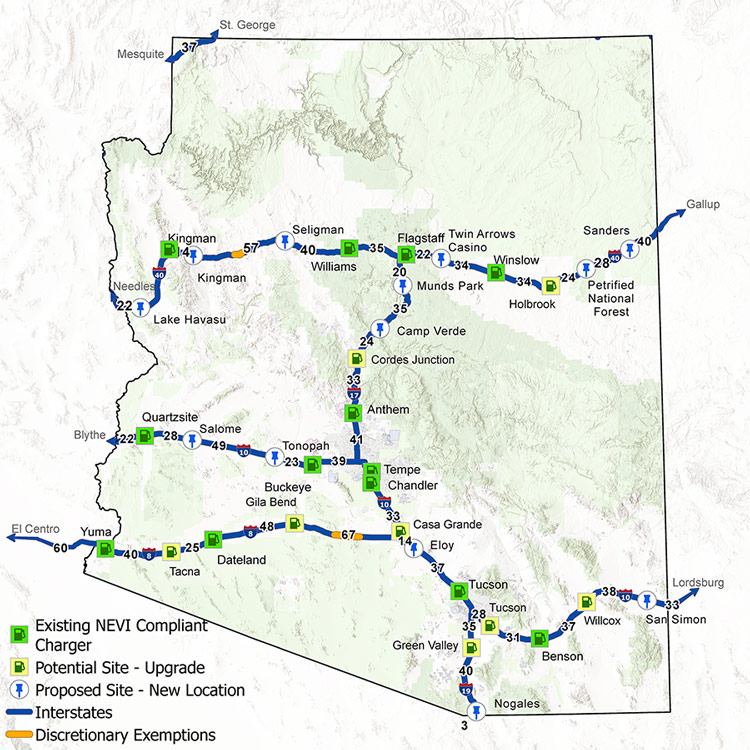 Arizona EV Full Network Plan Map 2022