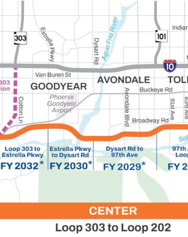 Map showing the planned ultimate alignment of the SR 30 corridor