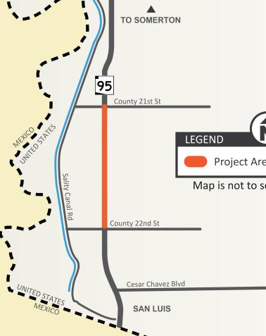 US 95, County 21st Street to County 22nd Street Raised Medians Project Map