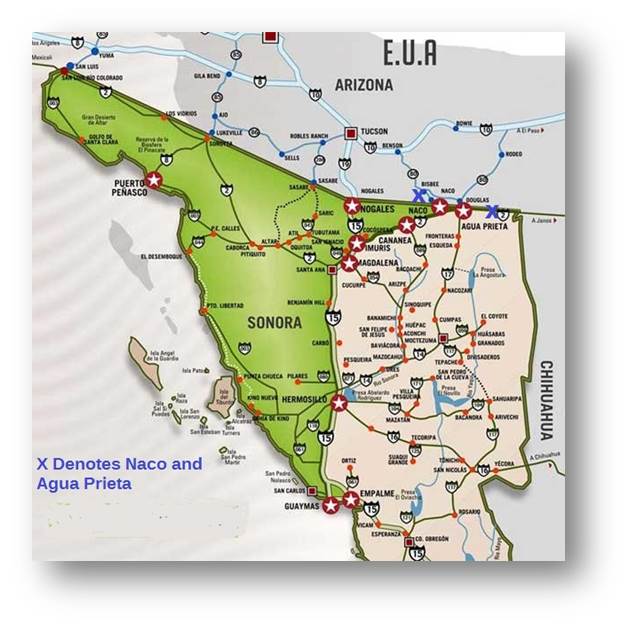 Map of Mexico border areas of responsibility Map of Mexico border areas of responsibility