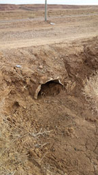 Drainage pipe half filled with sediment Drainage pipe half filled with sediment