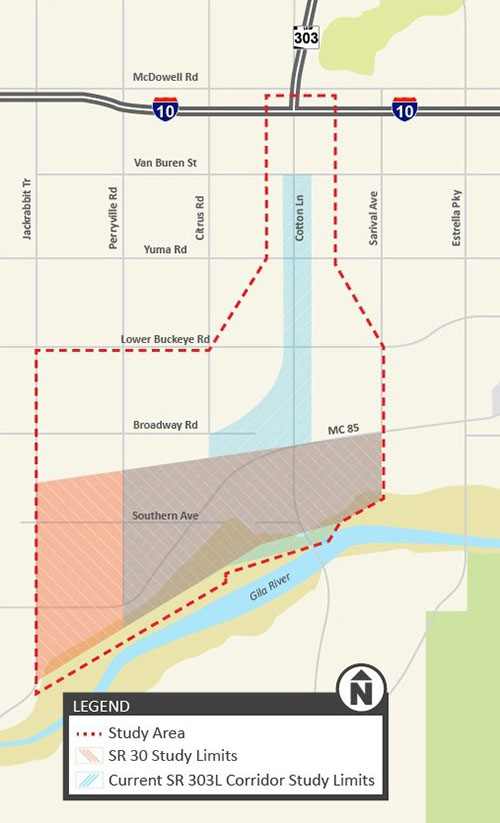 Loop 303 Interstate 10 to State Route 30 Study map Loop 303 Interstate 10 to State Route 30 Study map