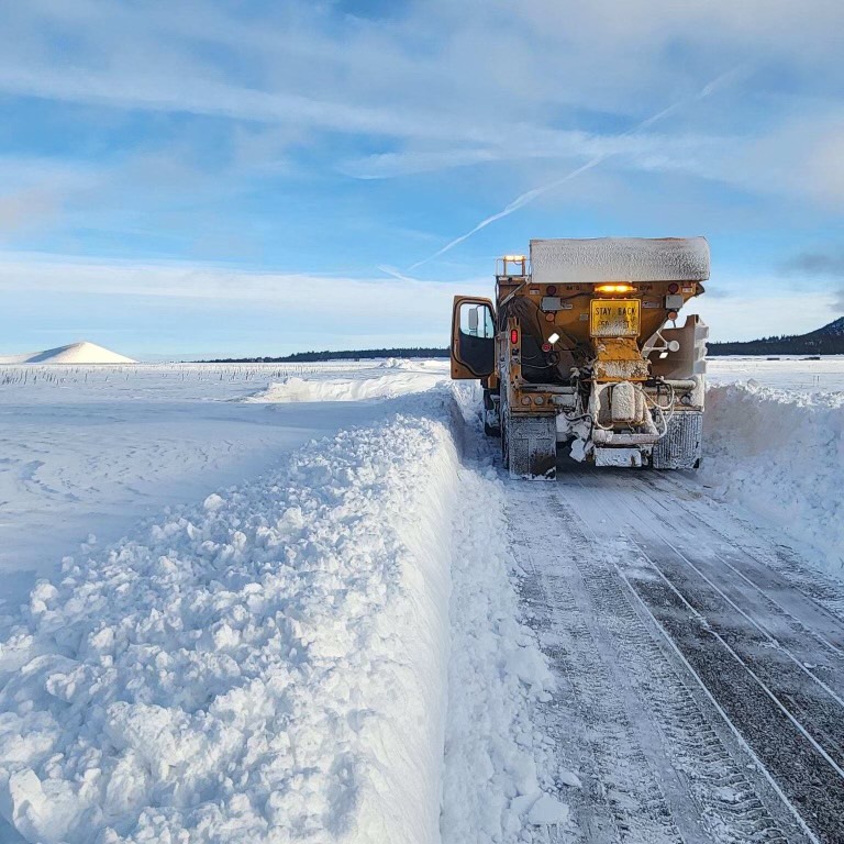 An ADOT snowplow tackles heavy snow along US 180 north of Flagstaff (ADOT file photo Feb. 2023) SnowplowADOTHeavySnowAlongUS180NWofFlagstaffADOTphotoFeb2023.jpg