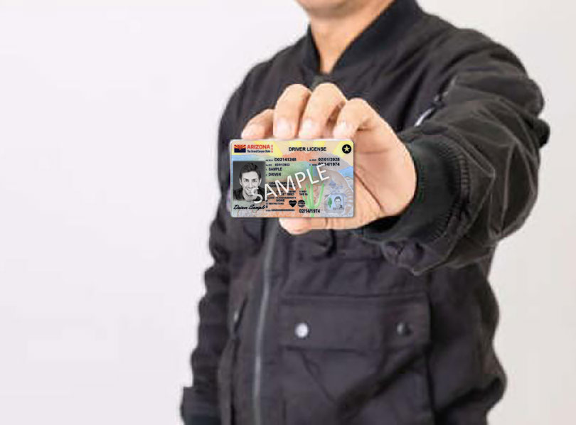 Man with driver license