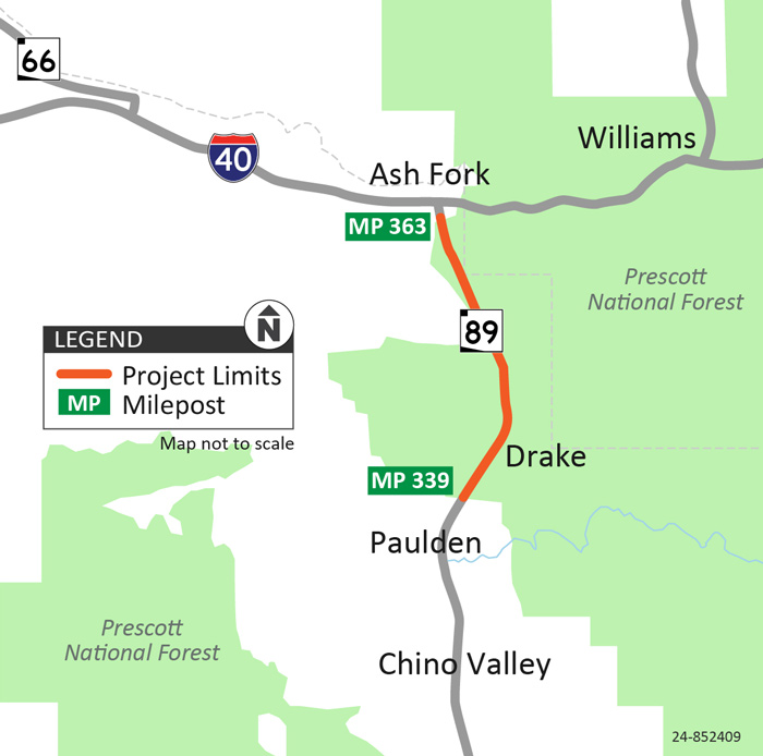 Map I-40 South of Ash Fork Project