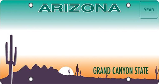 Arizona license plate blank Grand Canyon State