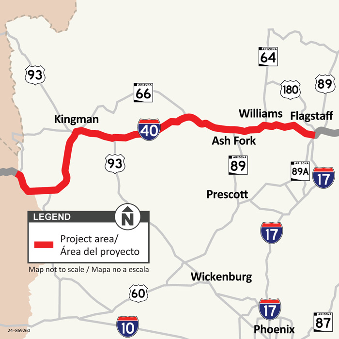 Project Map I-40 Broadband: AZ-CA Stateline to Flagstaff