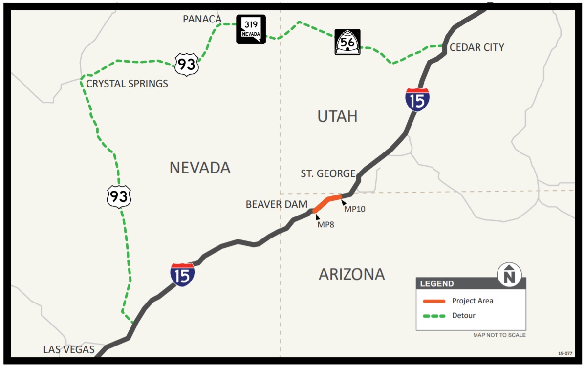 I-15 oversize vehicle detour map