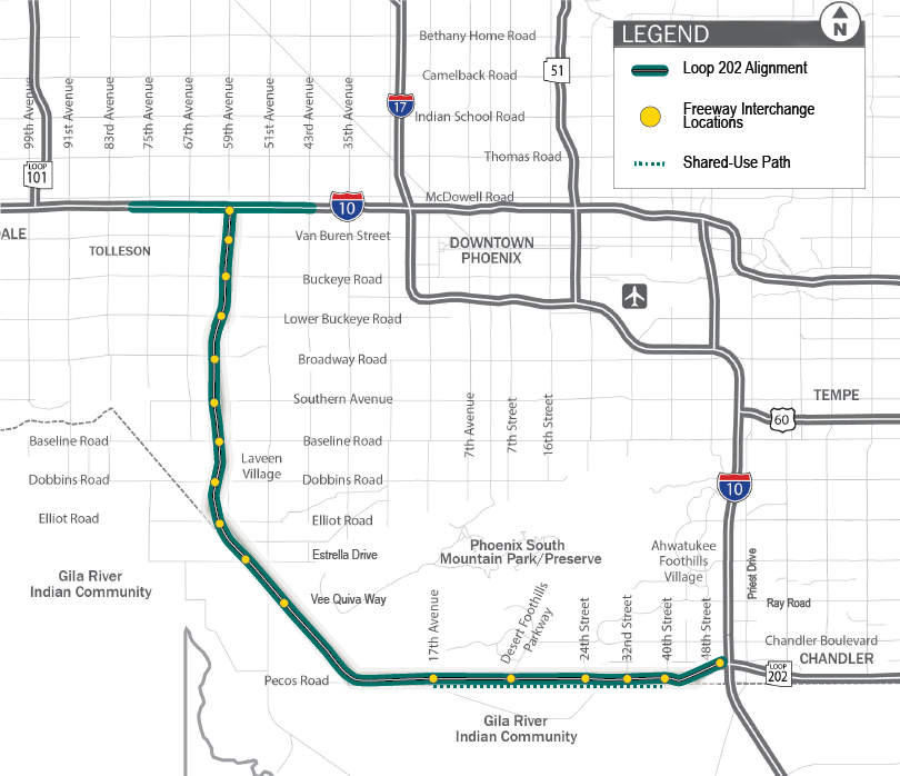 South Mountain Freeway Line Map 2019