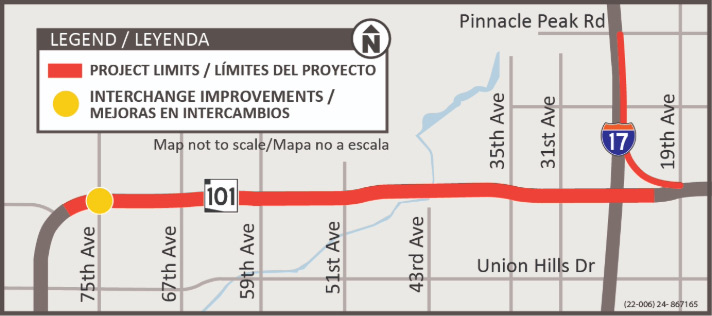 Loop 101 Agua Fria Freeway Widening Project Map (ADOT Sept '24)