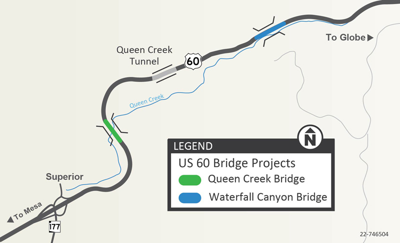 Project Map - Queen Creek and Waterfall Canyon bridge projects