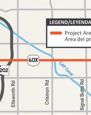 Map - US 60X, Sossaman to Meridian Corridor Improvements