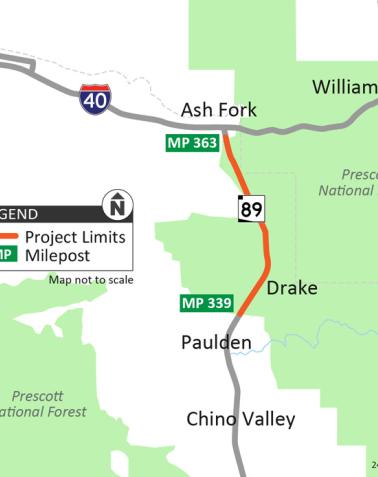 Map I 40 South of Ash Fork