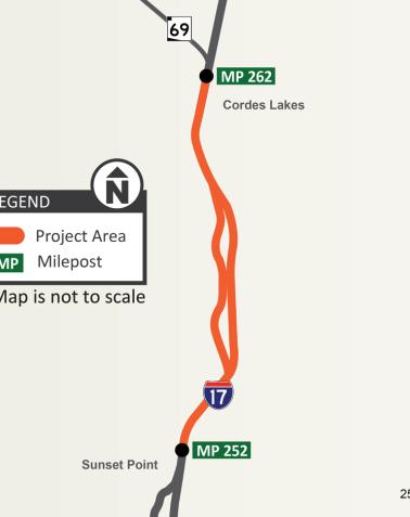 I-17 Pavement Rehabilitation: Sunset Point - SR 69 project map