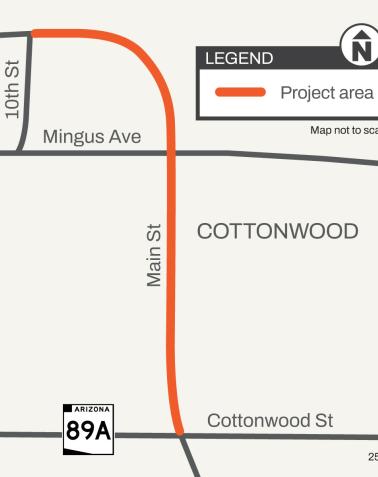 Map showing project area for Cottonwood Main Street Improvements